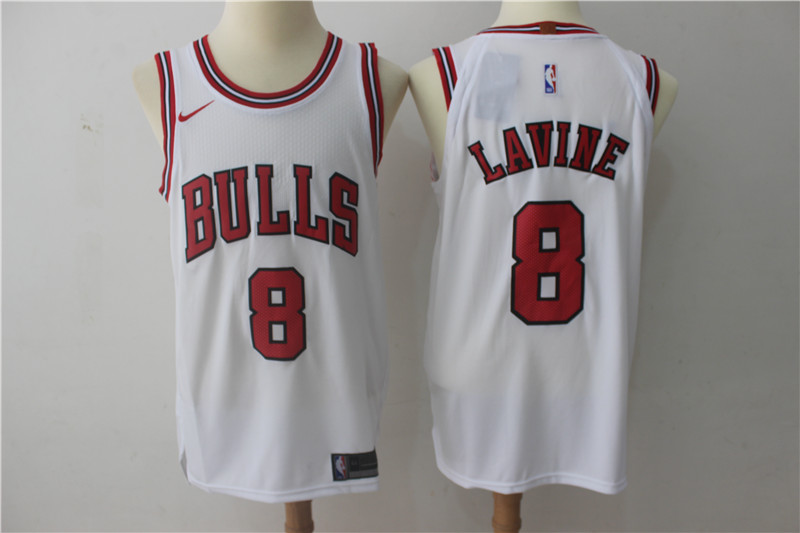Men Chicago Bulls 8 Zach LaVine White Game Nike NBA Jerseys